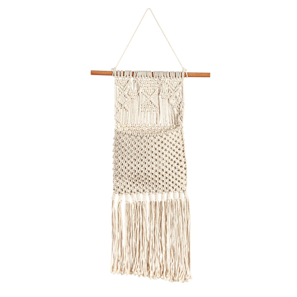 Plow & Hearth Macrame Wall Pocket Plant Cover Natural