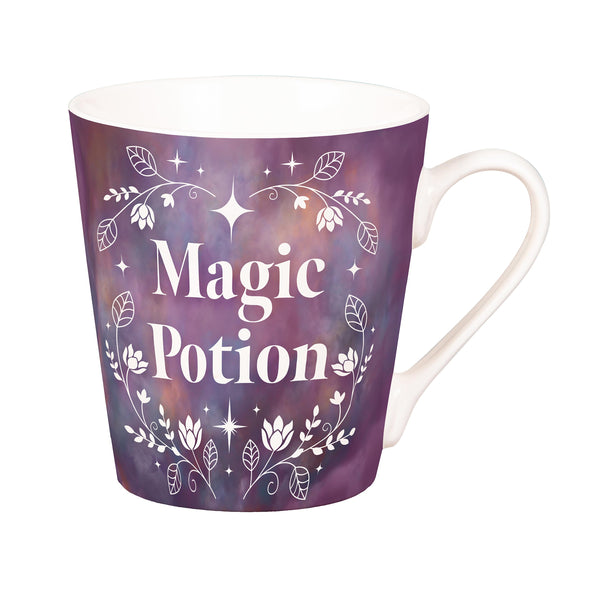 Plow & Hearth Magic Potion Ceramic Cup Flare Cup And Purple Socks Gift Set 12oz Gift Box