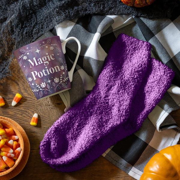 plow & hearth Magic Potion Ceramic Cup Flare Cup and Purple Socks Gift Set 12oz Gift Box