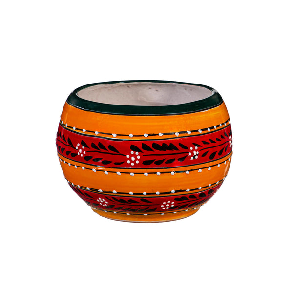 Plow & Hearth Medium Orange Authentic Talavera Baul Planter