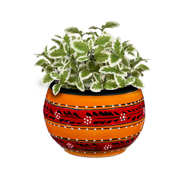 plow & hearth Medium Orange Authentic Talavera Baul Planter
