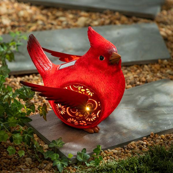plow & hearth Memorial Garden Statue Solar Engraved Cardinal