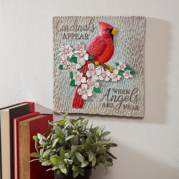 Plow & Hearth Memorial Garden Stone Cardinals Appear When Angels Are Near 10.5"