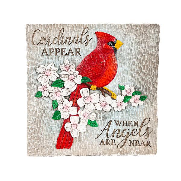 Plow & Hearth Memorial Garden Stone Cardinals Appear When Angels Are Near 10.5"