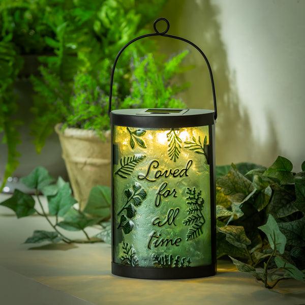 plow & hearth Memorial Outdoor Lamp & Lighting Memorial Fern Hand Painted Solar Lantern