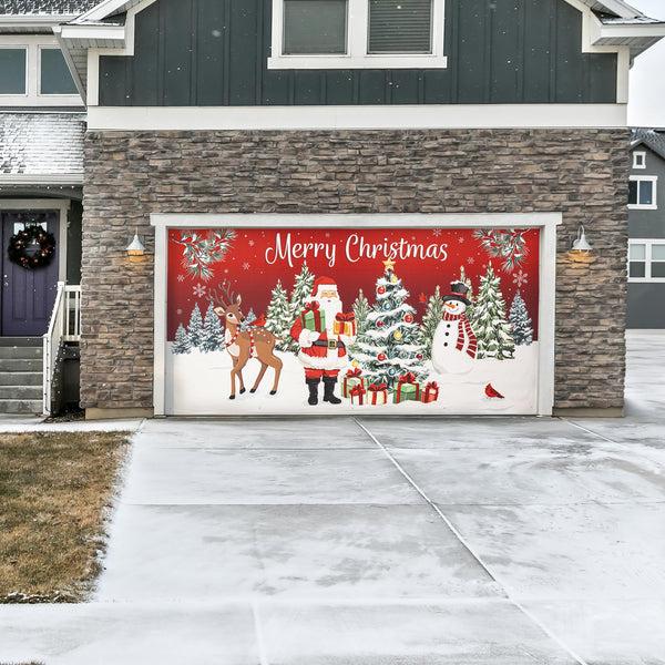 plow & hearth Merry Christmas Double Car Garage Door Cover