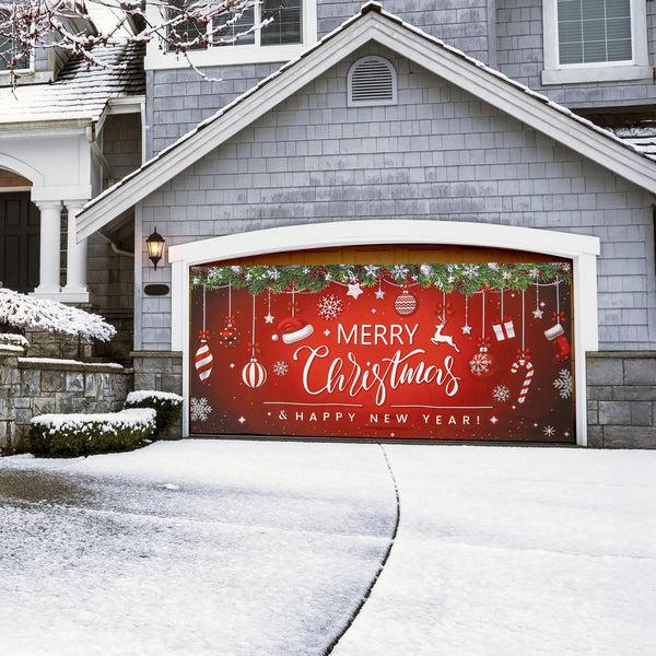 plow & hearth Merry Christmas & Happy New Year Double Garage Door Cover