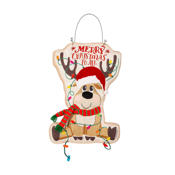 Plow & Hearth Merry Christmas To All Lighted Estate Door Decor