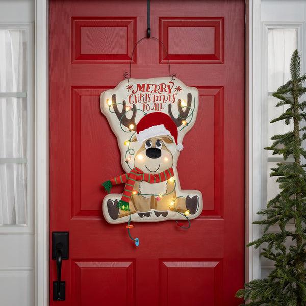 plow & hearth Merry Christmas to All Lighted Estate Door Decor