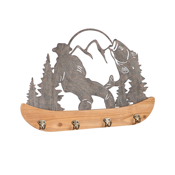 Plow & Hearth Metal And Wood Mountain Wall Décor With Hooks