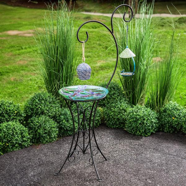 Plow & Hearth Metal Birdbath Stand With Dual Shepard’s Hooks