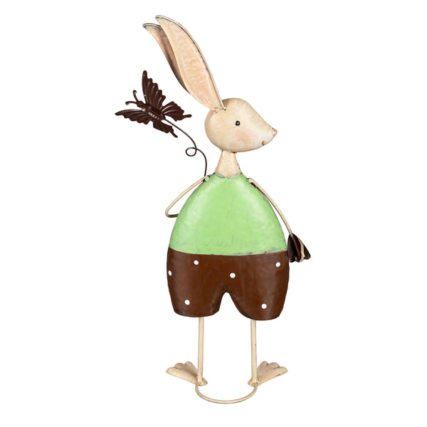 Plow & Hearth Metal Bunny With Butterfly Garden Statue