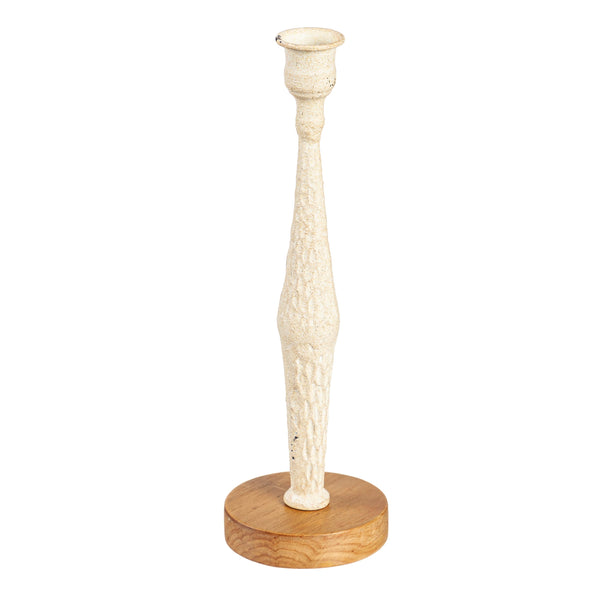 Plow & Hearth Metal Candlestick Holder With Wood Base Set Of 3