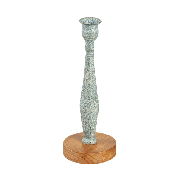 Plow & Hearth Metal Candlestick Holder With Wood Base Set Of 3