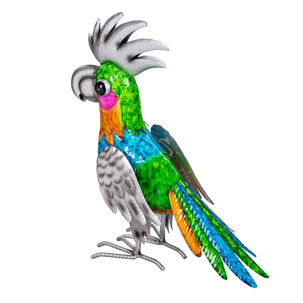 Plow & Hearth Metal Gradient Parrot Garden Statue 14"H
