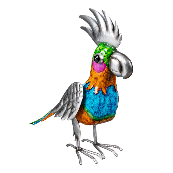 Plow & Hearth Metal Gradient Parrot Garden Statue 14"H