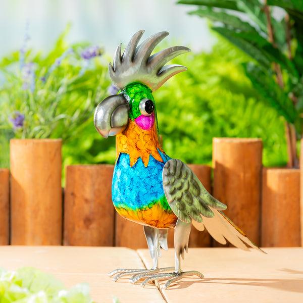 plow & hearth Metal Gradient Parrot Garden Statue 14"H