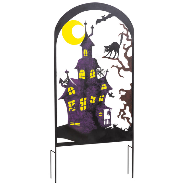 Plow & Hearth Metal Halloween Trellises In Witch And Haunted House Designs