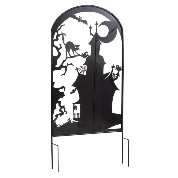 Plow & Hearth Metal Halloween Trellises In Witch And Haunted House Designs