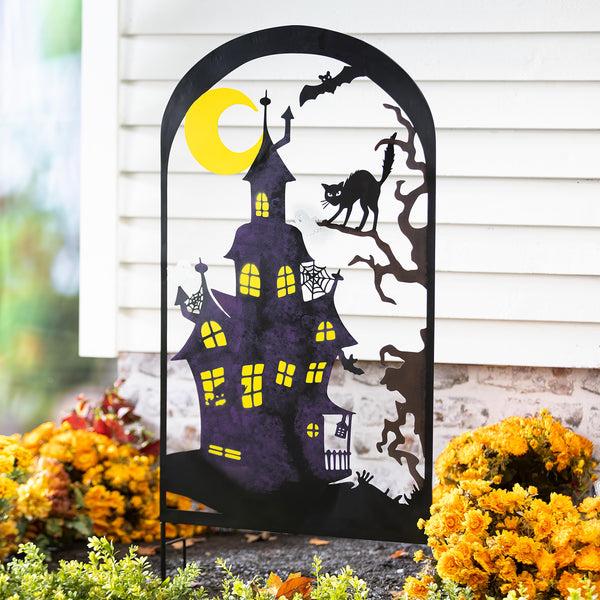 plow & hearth Metal Halloween Trellises In Witch And Haunted House Designs