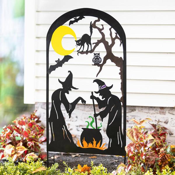 plow & hearth Metal Halloween Trellises In Witch And Haunted House Designs