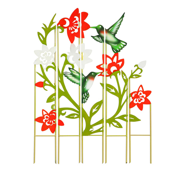 plow & hearth Metal Hummingbird Landscape Panel Stake Set