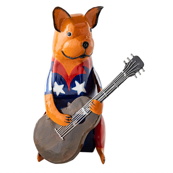 Plow & Hearth Metal Patriotic Dog Statue With Instrument