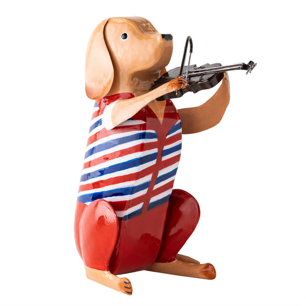 Plow & Hearth Metal Patriotic Dog Statue With Instrument