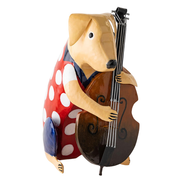 Plow & Hearth Metal Patriotic Dog Statue With Instrument