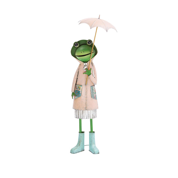Plow & Hearth Metal Storybook Frog Garden Statue Pink