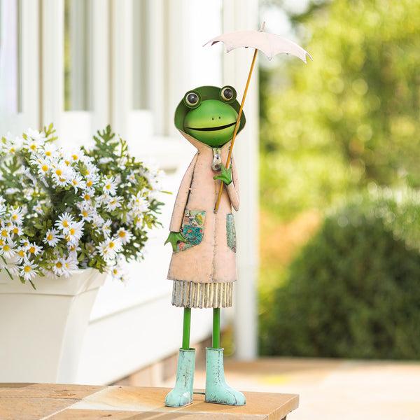 plow & hearth Metal Storybook Frog Garden Statue Pink