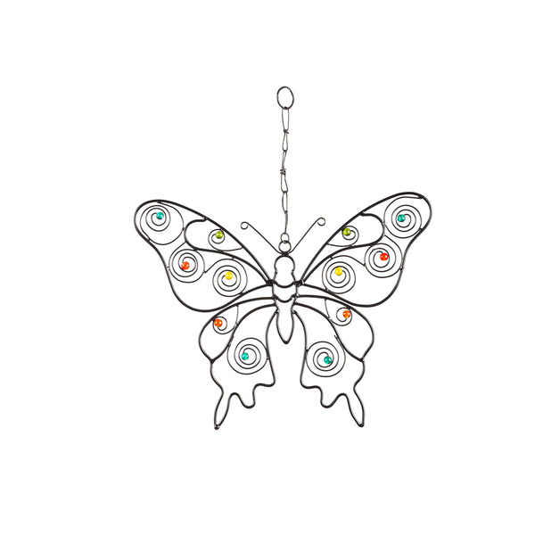 Plow & Hearth Metal Wall Butterfly With Glass Beads Set Of 2