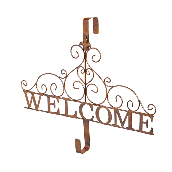 Plow & Hearth Metallic Copper Fleur-de-Lis Welcome Wreath Holder