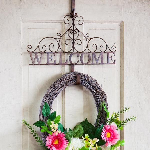 plow & hearth Metallic Copper Fleur-de-Lis Welcome Wreath Holder plow & hearth Metallic Copper Fleur-de-Lis Welcome Wreath Holder