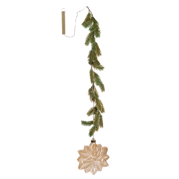 Plow & Hearth Micro LED Floral Glass Ball Indoor Outdoor Decorative Hanging Light Classic Warm Light