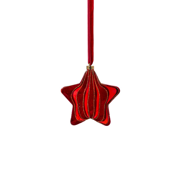 Plow & Hearth Micro LED Red Star Indoor Outdoor Decorative Hanging Light Warm White Light
