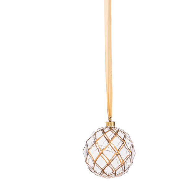 Plow & Hearth Micro LED Silver Ball Indoor Outdoor Decorative Hanging Light Warm White Light Large