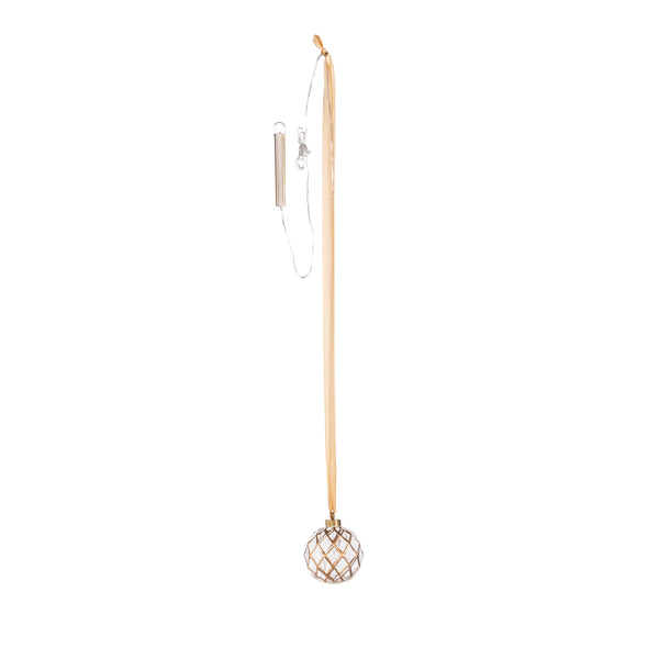 Plow & Hearth Micro LED Silver Ball Indoor Outdoor Decorative Hanging Light Warm White Light Small