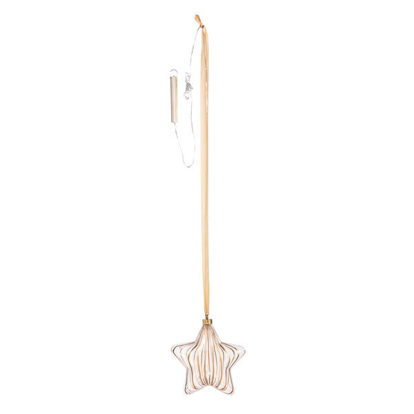 Plow & Hearth Micro LED Silver Star Indoor Outdoor Decorative Hanging Light Warm White Light