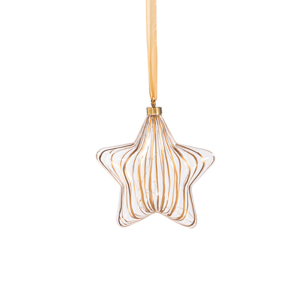 Plow & Hearth Micro LED Silver Star Indoor Outdoor Decorative Hanging Light Warm White Light