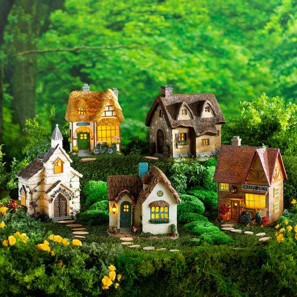 Plow & Hearth Miniature Fairy Garden Solar Flower Shop