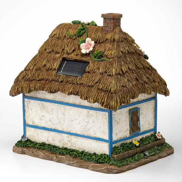 Plow & Hearth Miniature Floral Fairy Garden Solar Cottage