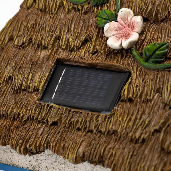 Plow & Hearth Miniature Floral Fairy Garden Solar Cottage