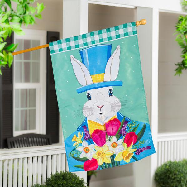plow & hearth Mister Easter Bunny Applique House Flag