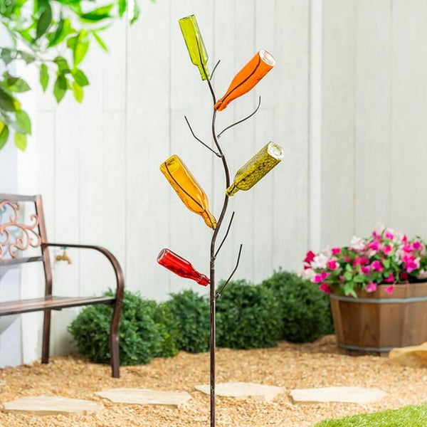 Plow & Hearth Mixed Colors Glass Bottles For Garden Bottle Tree Set Of 5