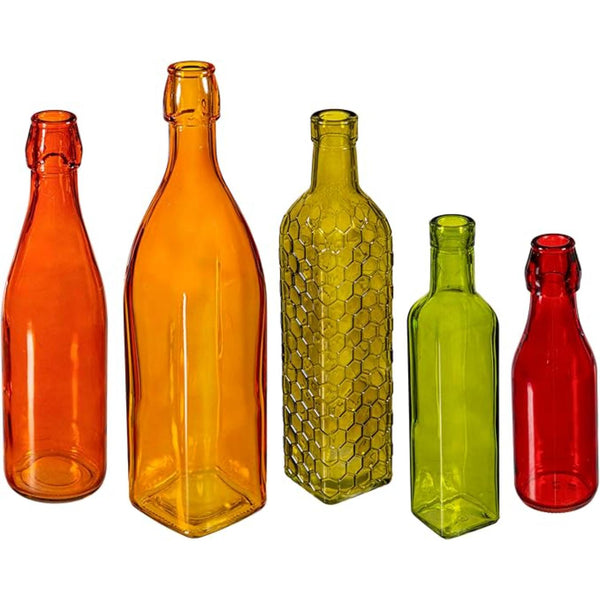 Plow & Hearth Mixed Colors Glass Bottles For Garden Bottle Tree Set Of 5