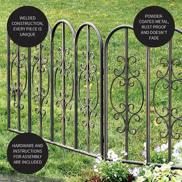 Plow & Hearth Montebello Iron Garden Fencing Set Of 2