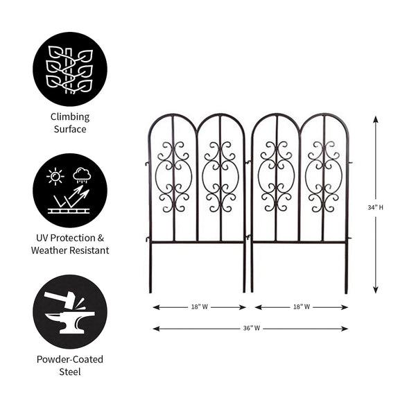 Plow & Hearth Montebello Iron Garden Fencing Set Of 2