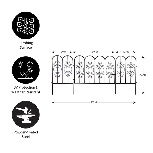 Plow & Hearth Montebello Iron Garden Fencing With Gate