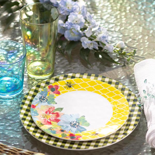 Plow & Hearth Moss Gingham Melamine Dinner Plates Set Of 6